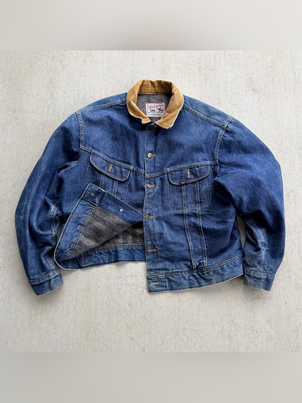 Vintage Lee Storm Rider Denim Jacket Union Made USA Blanket Lined 70s